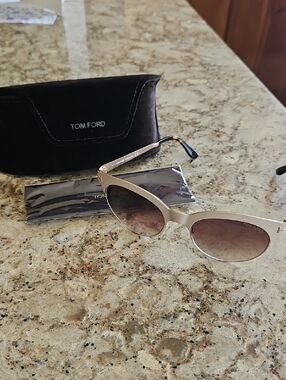 Tom Ford Angela Cream Frame Sunglasses with Brown Gradient Lenses